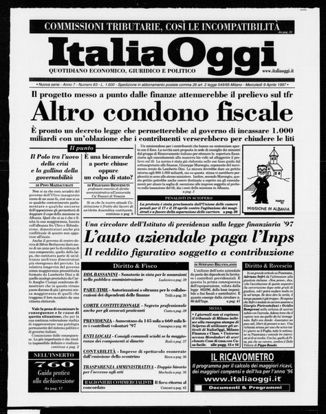 Italia oggi : quotidiano di economia finanza e politica